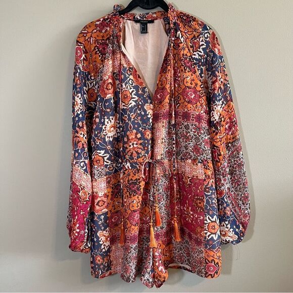 ✨ Forever 21 Women’s Pink Orange Romper Small - Picture 1 of 13